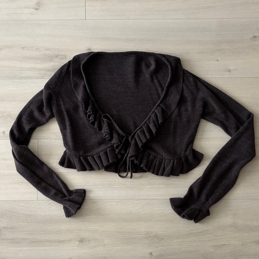Vintage Grey Tie Micro Cardigan